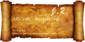 Járó Richárd névjegykártya
